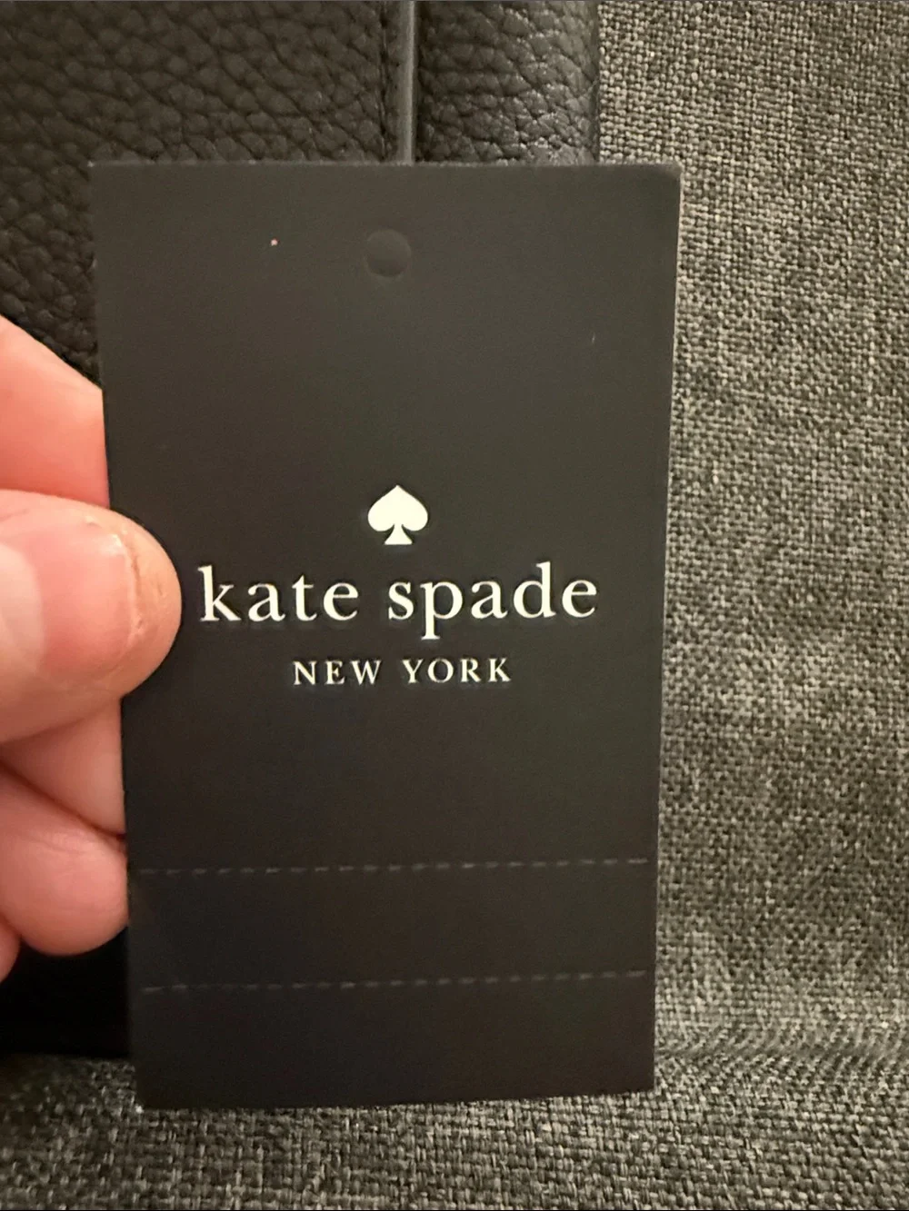 kate spade Black Leather Card & Key Holder with Gold Logo